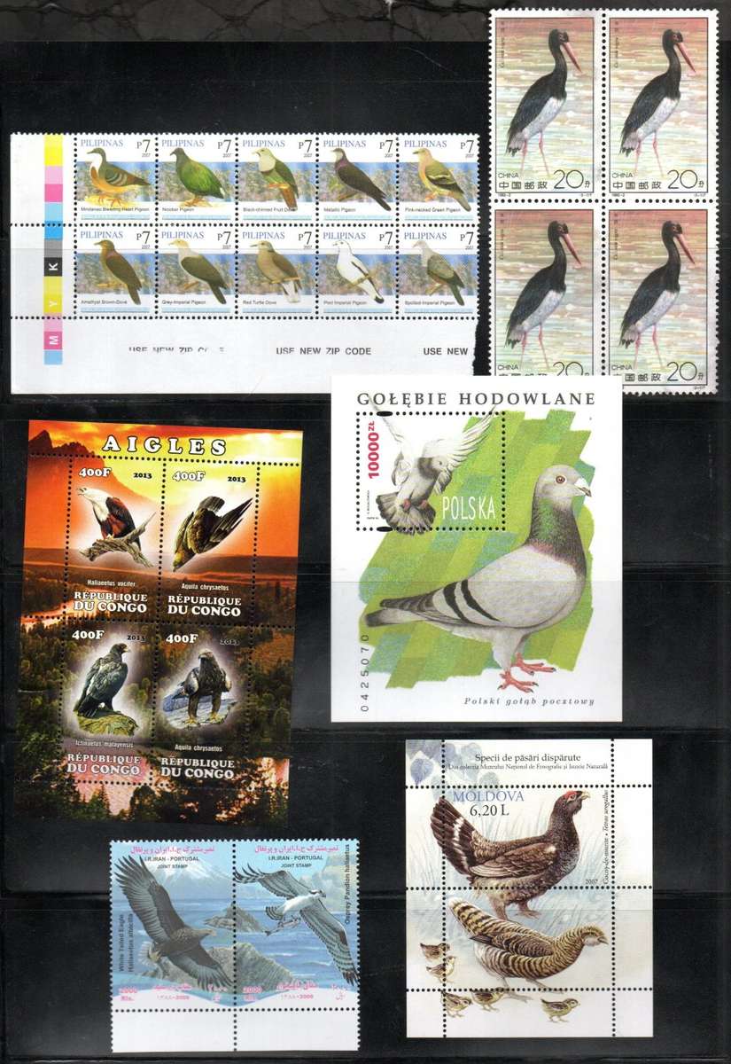 WORLD CLEARANCE LOT OF BIRDS THEMATIC SINGLES, BLKS, MSHEETS ETC. AS PER SCANS. UMM. GOOD VALUE!