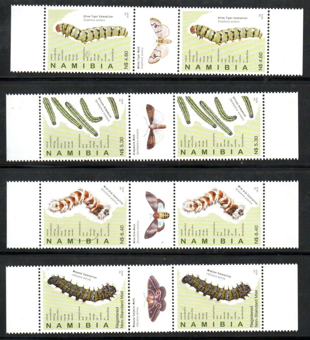 Namibia 2010 Caterpillars umm set of (X4) gutter pairs - CC707-10 - CV R290.