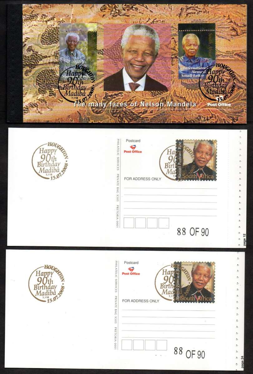 RSA MANDELA 90TH BDAY SPECIAL PACK (90 MADE) inc FACES BOOKLET, X3 COVERS + 2 CARDS + NORMAL FDC.