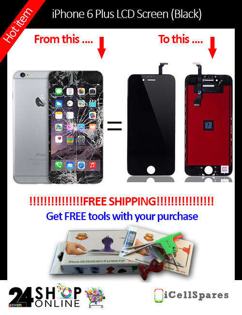 iPhone 6 Plus LCD Screen Replacement - FREE SHIPPING - Free Tools (Black)