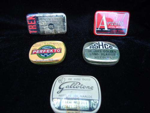 5X DIFFERENT GRAMOPHONE NEEDLE TINS(STILL FULL-NEVER USED)