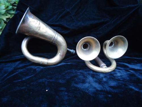 2 VINTAGE BRASS HOOTERS!!!DON'T MISS THESE!!PLEASE NOTE