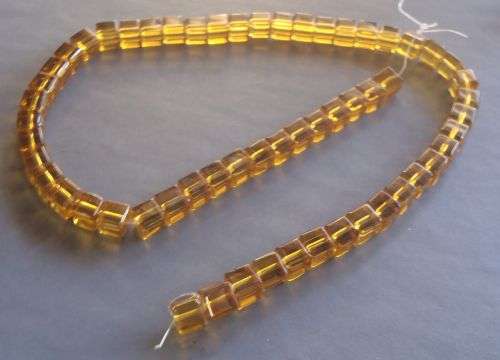 Glass Square Beads - Whiskey coloured (6mm)