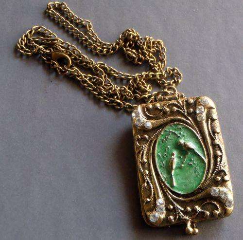 Birds Enamel Locket Pendant Necklace