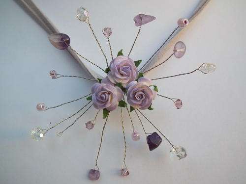 Romantic Lilac Rose Wire Necklace