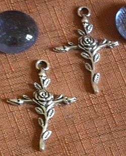 Tibet silver Flower Cross charms (sold individually)