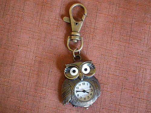 Owl Pocket Watch on keychain