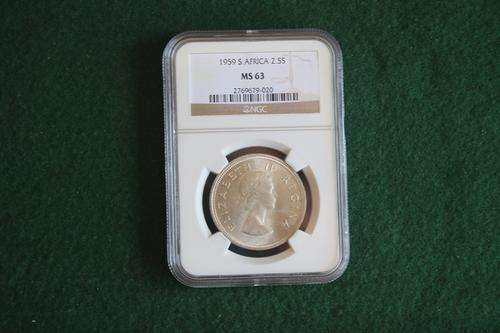 1959 2 1/2 Shillings. Low Mintage. <<< MS63 >>>