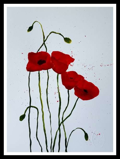 Original Painting by Lorna Pauls - Poppies 2 (37 x 28 cm or 14.5 x 11")