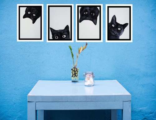 Original Painting by Lorna Pauls - Cats set (set of 4 - 14.5 x 20.5 cm or 5.7 x 8")