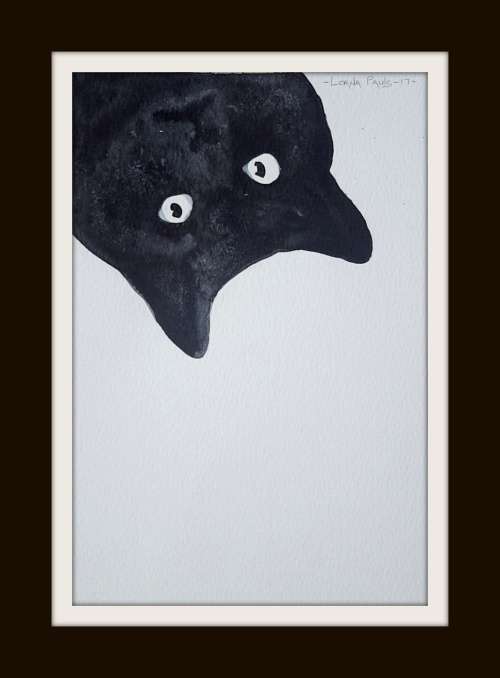 Original Painting by Lorna Pauls - Cats set (set of 4 - 14.5 x 20.5 cm or 5.7 x 8")