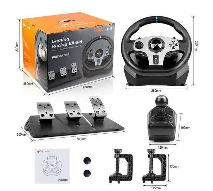PXN V9 Gaming Steering Wheel 270/90 degree with 3 Pedals and Gear Shifter (Local Stock) (Brand New)