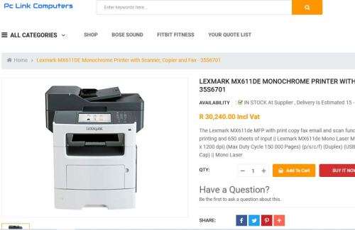 Lexmark XM1140 Refurbished MFP Printer Scanner Fax Copier