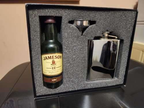 Jameson Hip Flask with Miniature Jameson Bottle