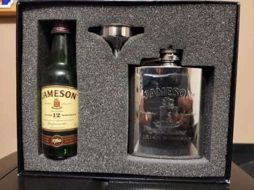 Jameson Hip Flask with Miniature Jameson Bottle