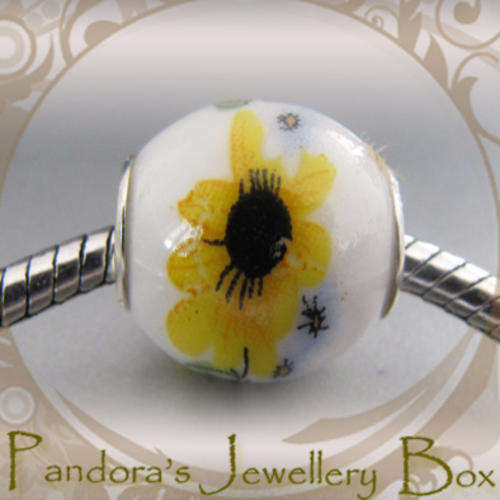 Ceramic EURO Bead Charm with 925 Sterling Silver Core