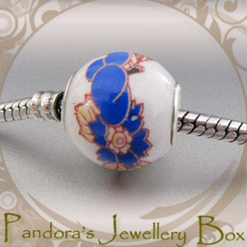 Ceramic EURO Bead Charm with 925 Sterling Silver Core