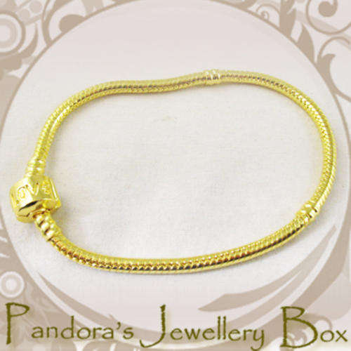 Gold Plated "LOVE" Clip PANDORA-Style Bracelet - 21cm