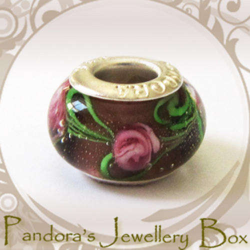 "PANDORA" stamped Murano Bead Charm with 925 Silver Core for Pandora Bracelet