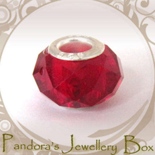 Multi-faceted MURANO Glass Bead Charm with Sterling Silver Core for PANDORA Bracelet