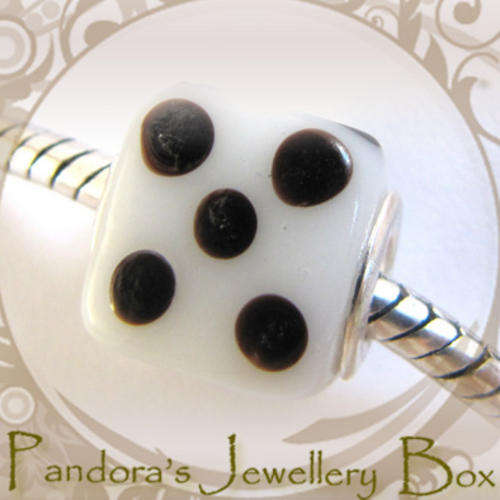 Murano Lampwork Glass EURO Bead Charm with 925 Sterling Silver Core