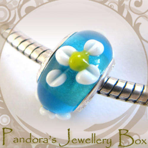 Stamped Murano EURO BEAD CHARM with 925 Stering Silver Core