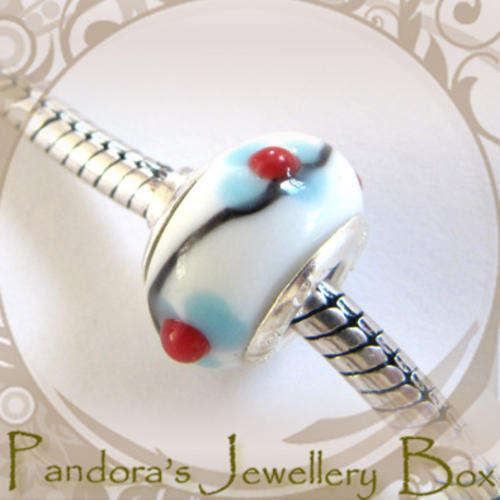 Stamped Murano EURO BEAD CHARM with 925 Stering Silver Core