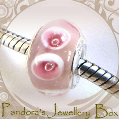Stamped Murano EURO BEAD CHARM with 925 Stering Silver Core