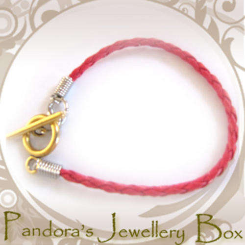 Red Knitted Leather EURO Bracelet - 19cm