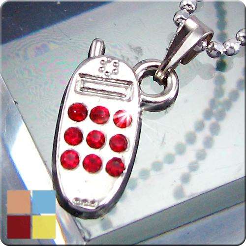 Sweet 9x2mm Red Austria Crystal Cellphone 18KGP Pendant