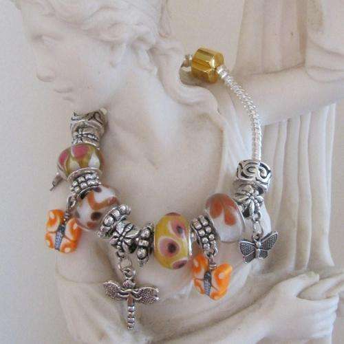"Happiness" European-style Charms Bracelet & 13 Bead Charms for VALENTINES
