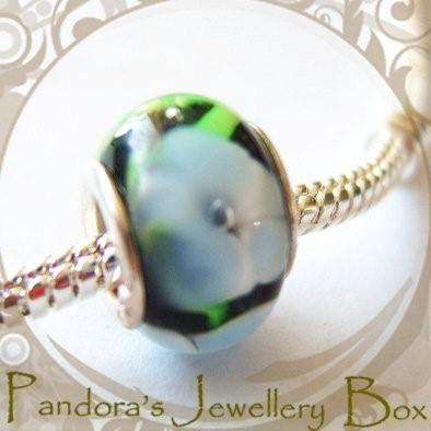 Murano Lampwork Glass EURO Bead Charm with 925 Sterling Silver Core