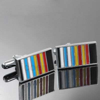 Men's Cufflinks - DESIGNER MULITICOLOUR BARCODE CUFFLINKS
