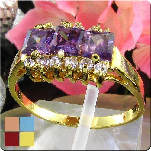 LIGHT PARTY BLING! 3x4mm Purple Amethyst Princess Cut Ring - Size 6