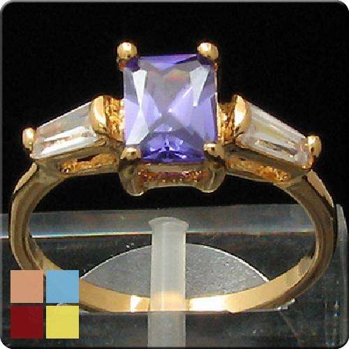 LIGHT PARTY BLING! 8mm Purple Amethyst & Sapphire 18kgp Ring - Size 9