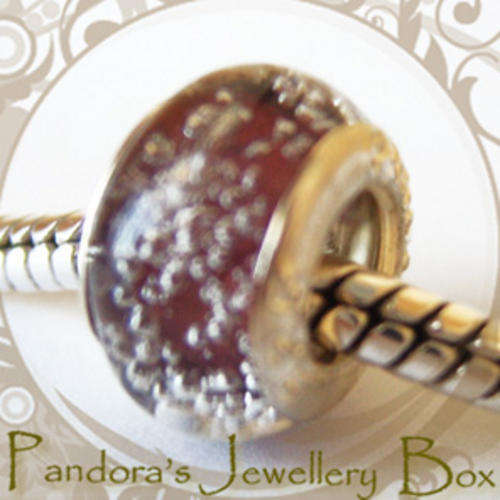 STAMPED Murano Lampwork Glass EURO Charm with 925 Sterling Silver Core for EURO Bracelet