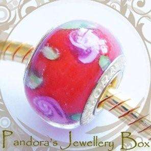 STAMPED Murano Lampwork Glass EURO Charm with Gold Plated Core for EURO Bracelet