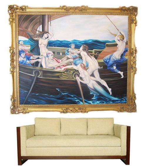 Giant-Sized "Rescue of the Siren" by Liliana (220 x 190cm) Hand Gilded Framed Oil Painting
