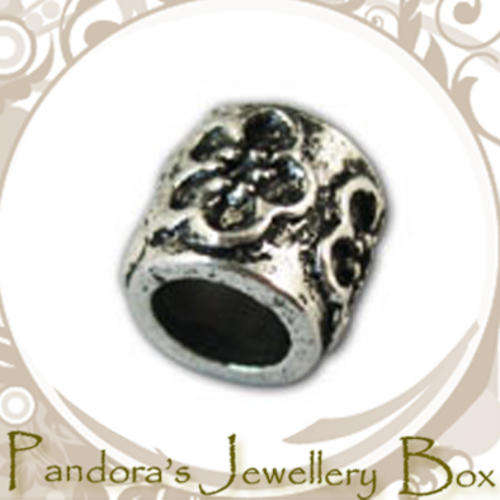 Decorative Barrel Tibetan Silver EURO Bead Charm