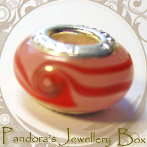 STAMPED Murano Lampwork Glass EURO Charm with 925 Sterling Silver Core for EURO Bracelet