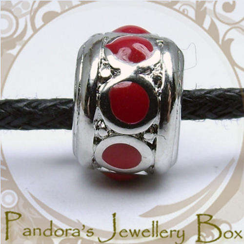 DESIGN YOUR OWN CHARM BRACELET: Enamel Tibetan Silver EURO Bead Charm - 1 Only!!!