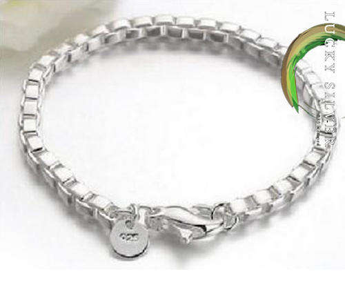 925 Sterling Silver  4mm Box Bracelet