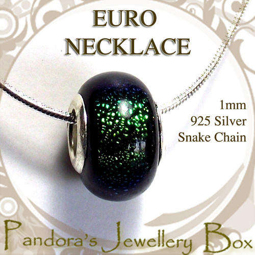 925 Sterling Silver GLITTER Bead Charm & Necklace