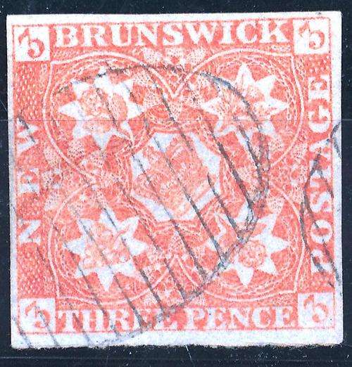 CANADA - (New Brubswick) - SG2 - 1851 - 3d DULL RED FINE USED - CAT VALUE = R 4,500.00!! -VIEW BELOW