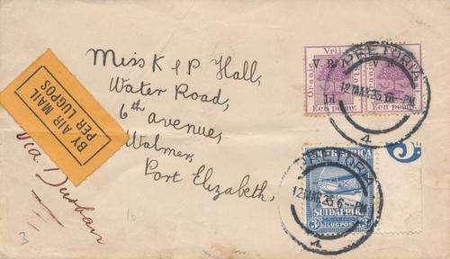 SA UNION - 1st AIRMAIL ON COVER PLUS OFS PAIR - 3d AIRMAIL WITH PART CONTROL - Read Below