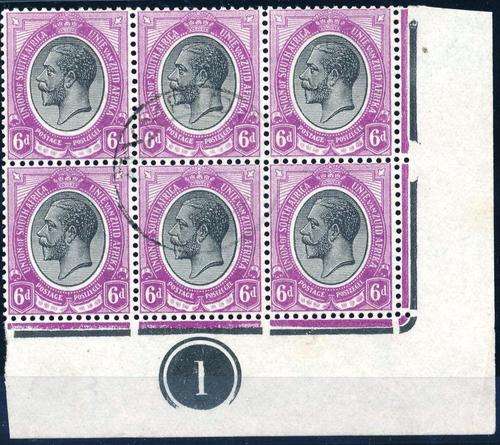 SA UNION - KINGS HEAD - UNUSUAL STUNNING 6d CONTROL BLOCK OF SIX! - VALUE = R 1,400.00++