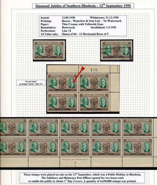 SOUTHERN RHODESIA - 1950 - DIAMOND JUBILEE - SETS & HUGE IMPRINT STRIP - VIEW BELOW