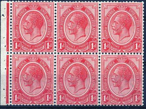 SA UNION - KINGS HEADS - 1d BOOKLET PANE (INV WMK) - UNHINGED - CAT VAL = R 1,500.00 (X)