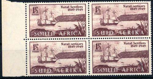 SA UNION - 1949 - CENT. "BRITISH SETTLERS" - BLOCK4 - WITH VARIETY - SG 127A - CV = R 255.00!!! (X)
