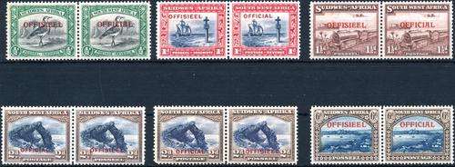 SWA - "OFFICIALS" - HORIZONTAL HINGED MINT PAIRS - CAT VALUE = R 1,385.00 FOR UNMOUNTED MINT